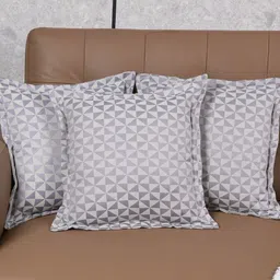 Saral Home Grey Set of 3 Geometric Square Cushion Covers-2