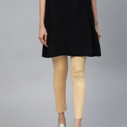 AURELIA Women Golden Shimmer Effect Ankle Length Leggings-image-85