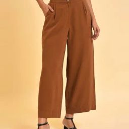 W Brown High Rise Flared Pants-image-50