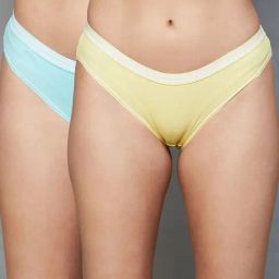 Ginger by Lifestyle Yellow & Blue Cotton Hipster Panties - Pack Of 2-image-32