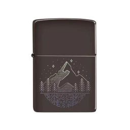 Zippo Black Brass Mountain Design Windproof Pocket Lighter-15