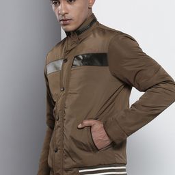The Indian Garage Co Men Brown Solid Padded Jacket-image-30