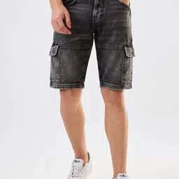 SPYKAR Men Washed Regular Fit Cotton Denim Shorts-picture-47