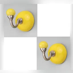 IndianShelf Yellow & Silver-Toned 2 Pieces Ceramic Wall Hooks-image-46