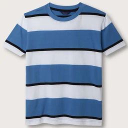 Gant Kids Blue & White Cotton Color Block T-Shirt-image-6