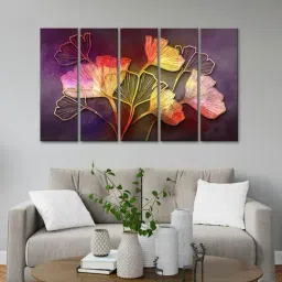 999Store Printed Brown MDF 5 Panels Wall Art-image-71