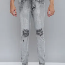 WAIMEA Men Comfort Skinny Fit Slash Knee Heavy Fade Stretchable Jeans-image-84