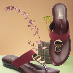 TWINSSHOE Women Maroon Casual Open Toe Flats-image-17