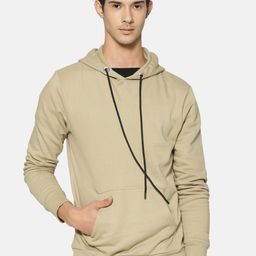 Campus Sutra Men Khaki Solid Hooded Sweatshirt-image-96