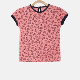 MINI KLUB Girls Pink Printed Pure Cotton Top-image-79