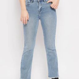 Camla by MADAME Ice Blue Straight Fit Mid Rise Jeans-image-30