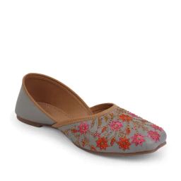Iconics Women's Grey Ethnic Juttis-image-43