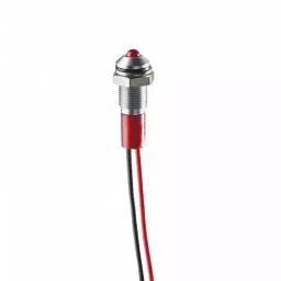 RS PRO Red Panel Mount Indicator 24V DC, Mounting Hole Size 8 mm, Termination Type Lead Wires, IP Rating IP67, Model No 2494344-19