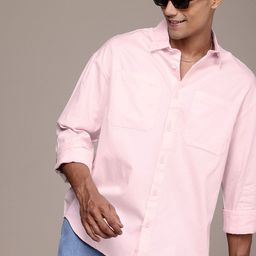 WROGN Pure Cotton Drop-Shoulder Sleeves Oversized Casual Shirt-picture-27