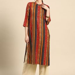Anouk Women Striped Ethnic Motifs Printed Kurta-picture-54