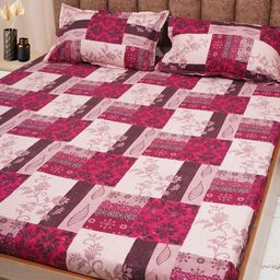 Adwitiya Pink & Black Ethnic Motifs 210 TC Queen Bedsheet with 2 Pillow Covers-image-76