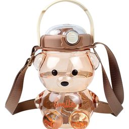 Negocio Teddy Bear Water Bottle With Soft Silicone Straw - 1000 Ml (Colour May Vary)-26