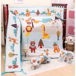 Babyhug 100% Cotton Digital Printed Crib Bedding Set Tribal Animal Theme - Multicolour-7