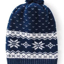 Babyhug Woollen Cap Floral Design - Navy Blue-image-53