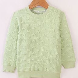 Doreme Knitted Full Sleeves Sweatshirt with Heart Design - Green-picture-40