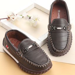 Cute Walk by Babyhug Slip On Formal & Party Wear Shoes with Metal Applique - Coffee Brown-image-84