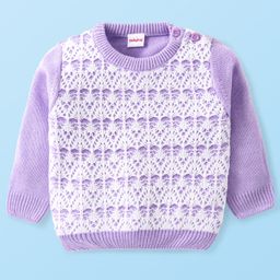 Babyhug Knitted Full Sleeves Pullover Sweater with Cable Knit Design - Purple-image-46