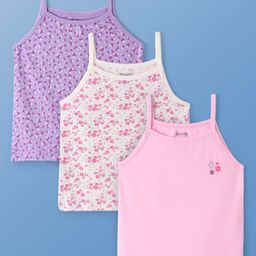 Pine Kids Cotton Lycra Knit Singlet Sleeves Slips With Floral Print Pack of 3 (Colour May Vary)-image-83
