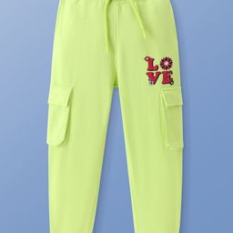 Pine Kids Full Length Comfort Fit Track Pants Love Print - Lime Green-image-31