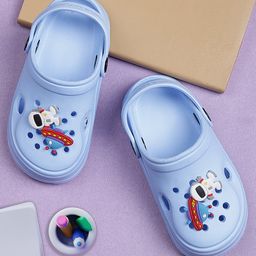 PASSION PETALS Space Theme Applique Detailed Back Strap Closure Clogs - Blue-image-23