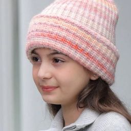 Ziory Striped Knitted Cap - Pink-image-4