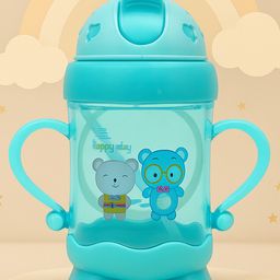 The Cheeky Kidzz Premium Baby Soft Silicone Straw Sipper For Feeding Water Milk Liquids Feeder Bottle BPA Free 200 ML (BLUE)-27