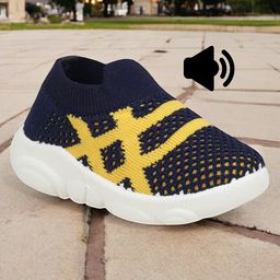 Lil Lollipop Abstract Designed & Mesh Detailed Slip On Musical Shoes - Navy Blue-picture-21