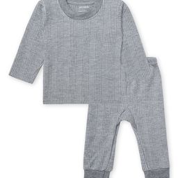 Superminis Full Sleeves Striped Thermal Tee & Pajama Set - Grey-image-22