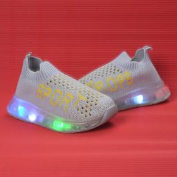 FEETWELL SHOES Mesh Detailed Purforated Slip On LED Shoes - Dark Grey-image-87