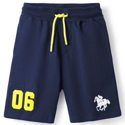 Primo Gino 100% Cotton Knit Knee Length Short With Numbers Print- Navy Blue-image-48