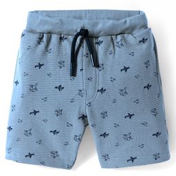 Evimo Single Jersey Knit Knee Length Shorts with Airplane - Blue-picture-15