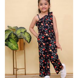 Junitos Sleeveless Floral Printed Jumpsuit - Black-image-51