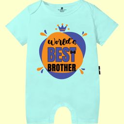 The Peppy Tend 100% Cotton Knit Rakshabandhan Theme Half Sleeves Worlds Best Brother Text Printed Romper - Sea Green-image-81
