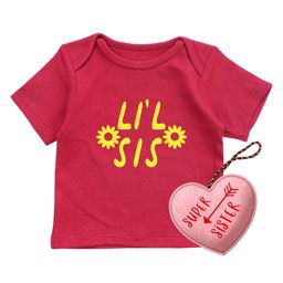 Kadam Baby Cotton Knit Raksha Bandhan Theme Half Sleeves Lil Sis Text Printed Tee With Felt Toy - Red-image-46