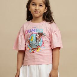 Kidsville Cotton Knit Disney Dumbo Featuring Half Drop Shoulder Sleeves Character Printed Top - Pink-picture-38
