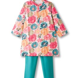 Babyhug Rayon Woven Full Sleeves Kurta Pajama Set With Floral Print - Multicolour-picture-41