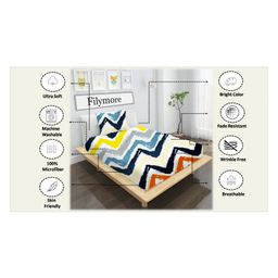 Filymore Zig-Zag Printed Single Bedsheet With 1 Pillow Cover image 2