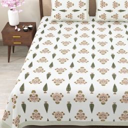 Myntra Elegant Homes Off White Floral Cotton 180 TC King Bedsheet Set 2.75 m x 2.25 m-image-61