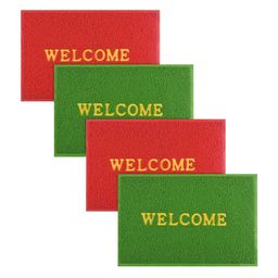 Kuber Industries Pack of 4 Red & Green Rubber Large Doormats-28