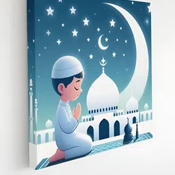 Livin'luxe Blue & White Religious Printed Canvas Wall Art-image-77