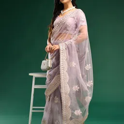 kasee Floral Embroidered Net Saree-picture-2