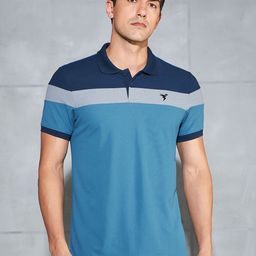 Technosport Men Colorblocked Slim Fit Polo Sports T-shirt with MATPIQ-image-81