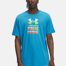 UNDER ARMOUR Brand Logo Printed Drop-Shoulder Sleeves T-shirt-picture-29