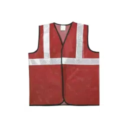 Aktion Safety High Visibility 360° Jacket Reflective 60 GSM Mesh Fabric Red Free Size, AK-605 (Pack of 10)-8