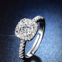 Jewels Galaxy Silver Plated AD Studded Square Shape Solitaire Adjustable Finger Ring-17
